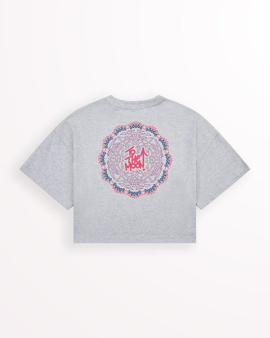 Mandala Crop Tee – Heather Grey