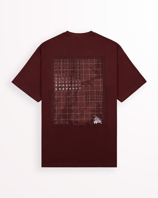 Reflective Topographic Grid Tee – Burgundy