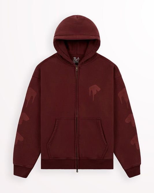 Maroon Zip Logo Hoodie