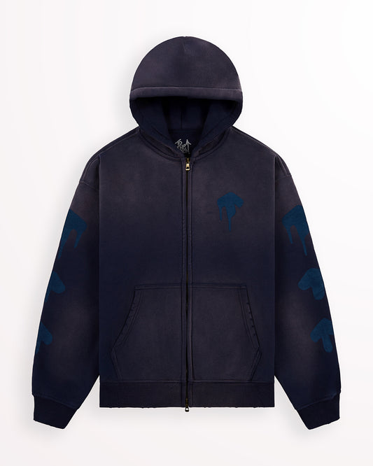 Navy Zip Logo Hoodie