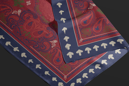 CLASSIC PAISLEY - SILK SCARF, RED/NAVY