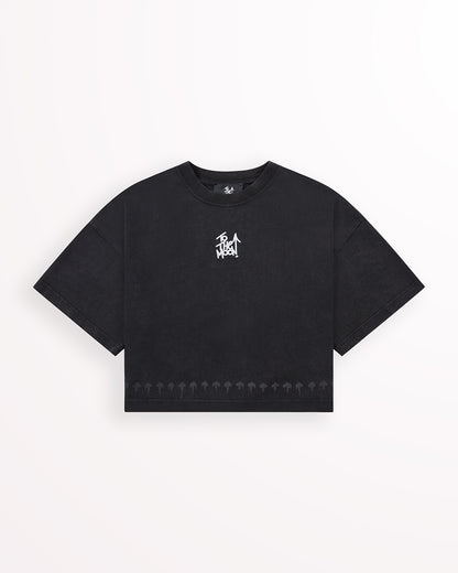 Arrow Trim Crop Tee – Obsidian