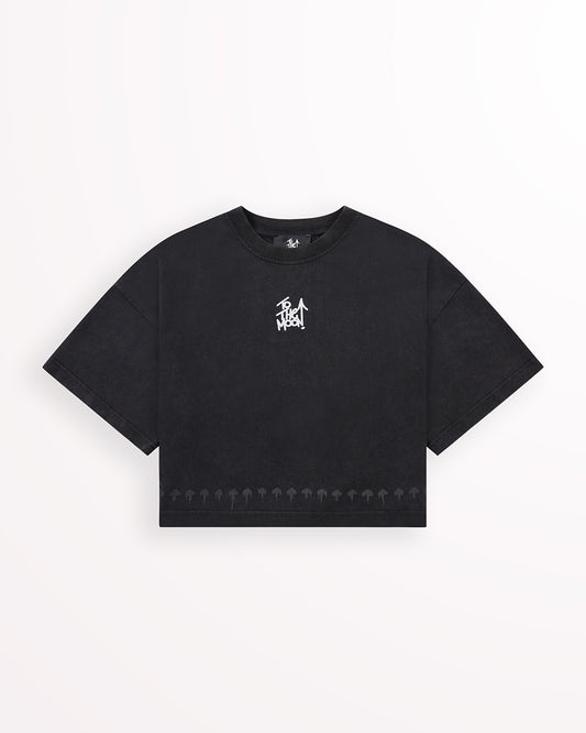 Arrow Trim Crop Tee – Obsidian