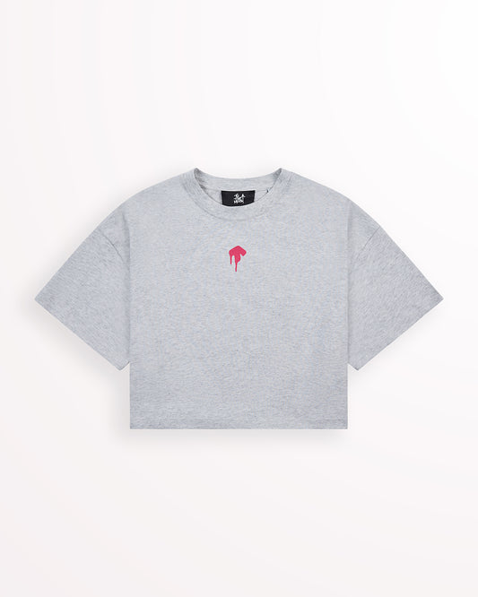Mandala Crop Tee – Heather Grey