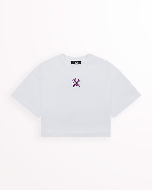 Reflective Arrows Crop Tee – Lunar White