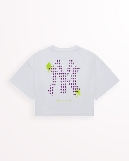 Reflective Arrows Crop Tee – Lunar White