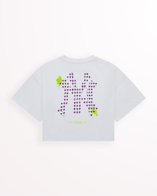 Reflective Arrows Crop Tee – Lunar White