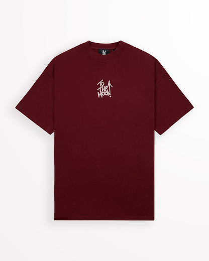 Reflective Topographic Grid Tee – Burgundy