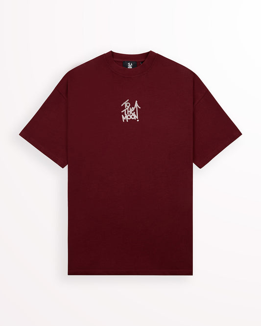 Reflective Topographic Grid Tee – Burgundy
