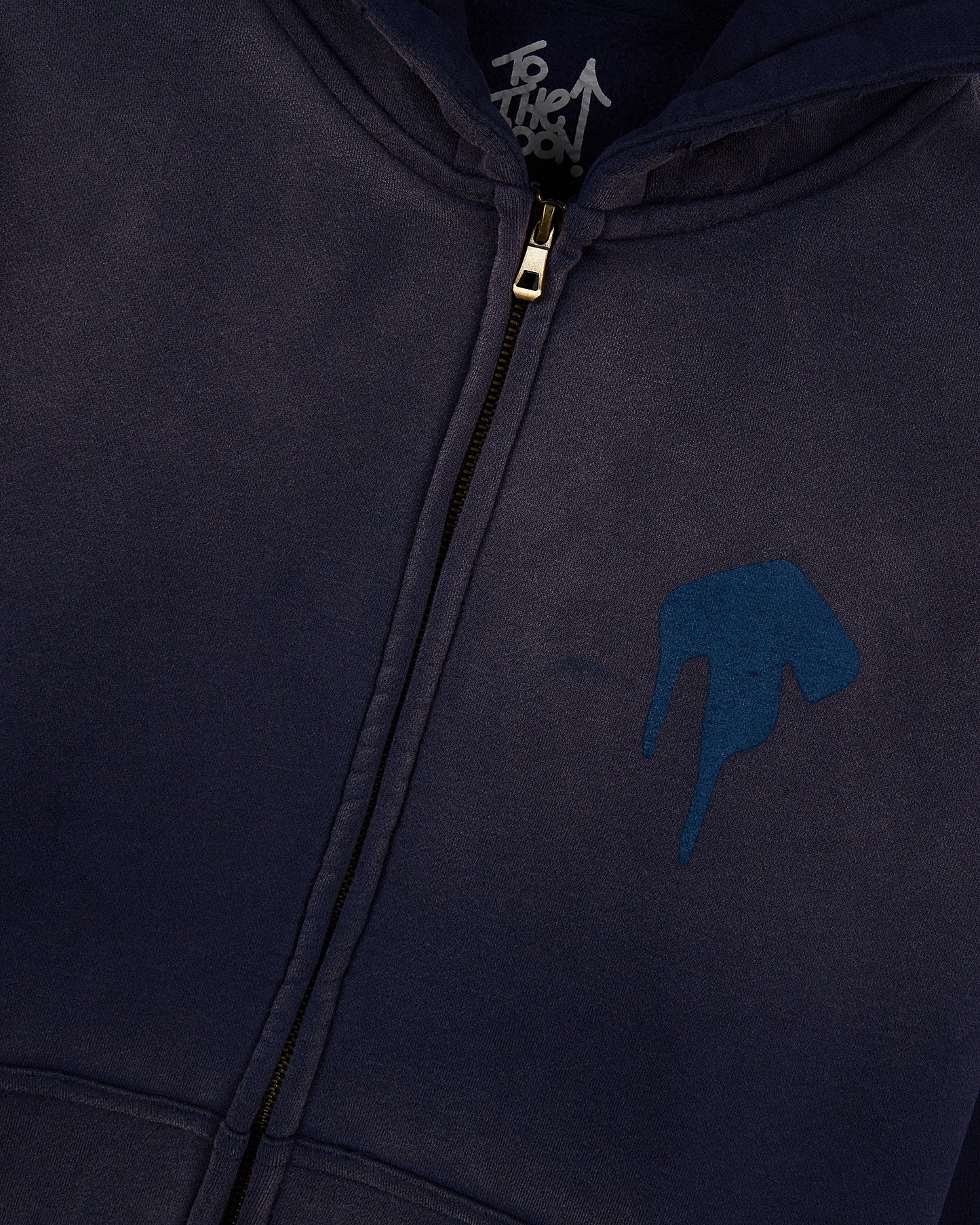 Navy Zip Logo Hoodie