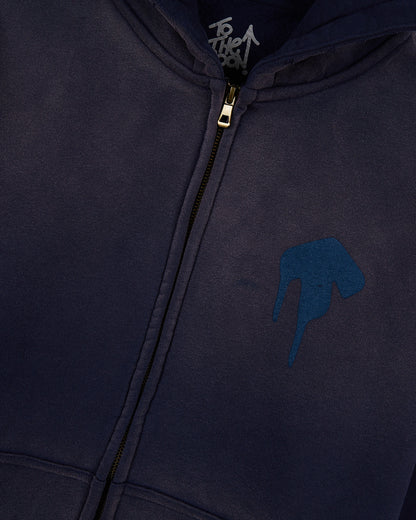 Navy Zip Logo Hoodie